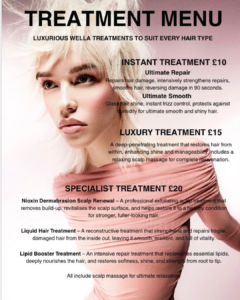 wella treatment menu Medusa Salons